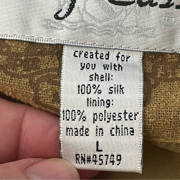 Oleg Cassini Vintage Open Front Jacket – 100% Silk, Gold Jeweled Front - Picture 10 of 13